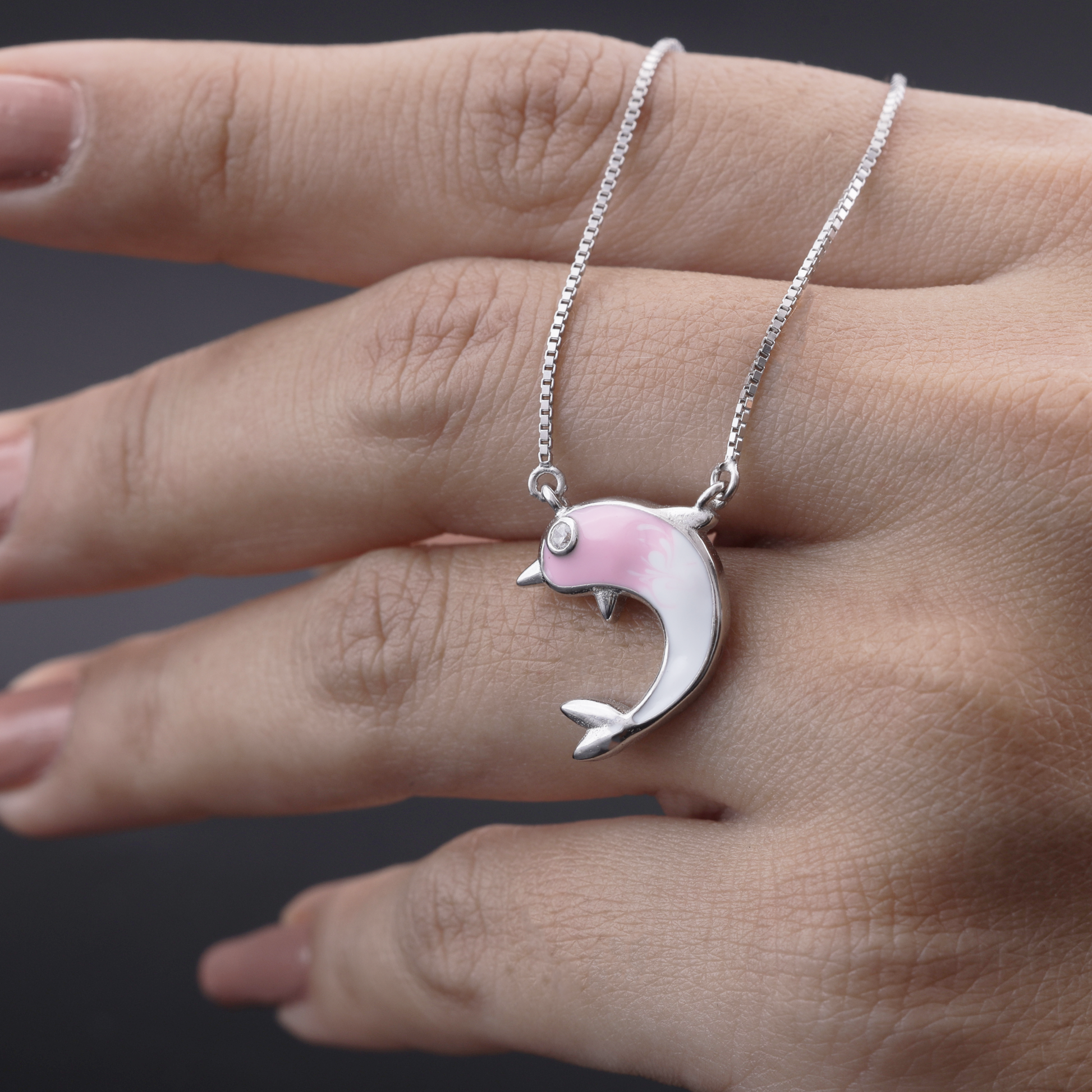 Pink Dolphin Charm Necklace Flaunt Glow