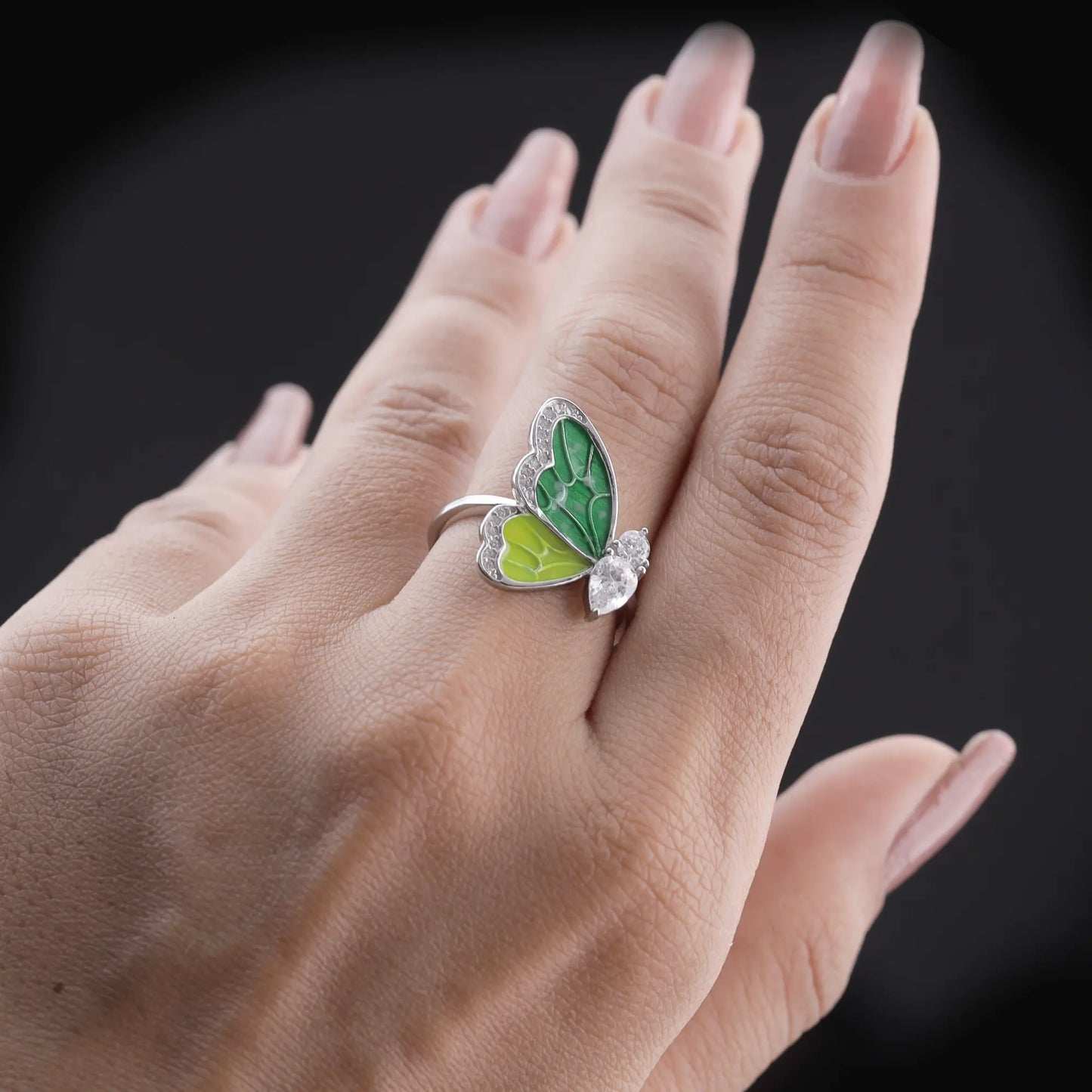 Emerald Butterfly Statement Ring Flaunt Glow