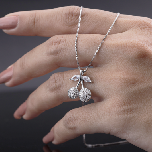 Crystal Cherry Pendant Necklace Flaunt Glow