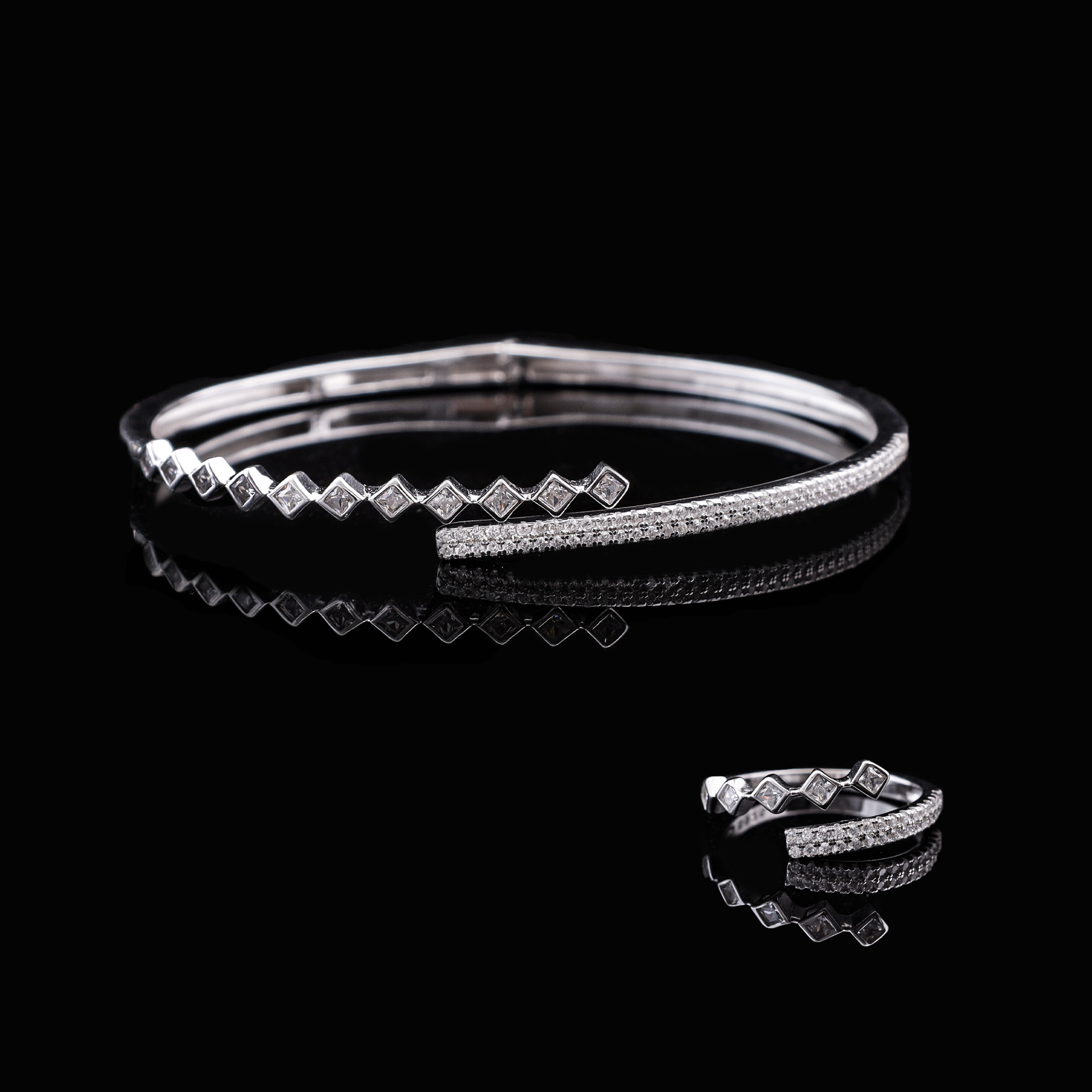 Dual Spark Open Cuff Bracelet Set Flaunt Glow