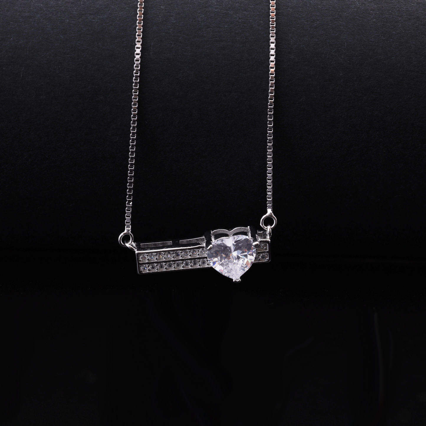 Crystal Heart Bar Pendant Necklace Flaunt Glow
