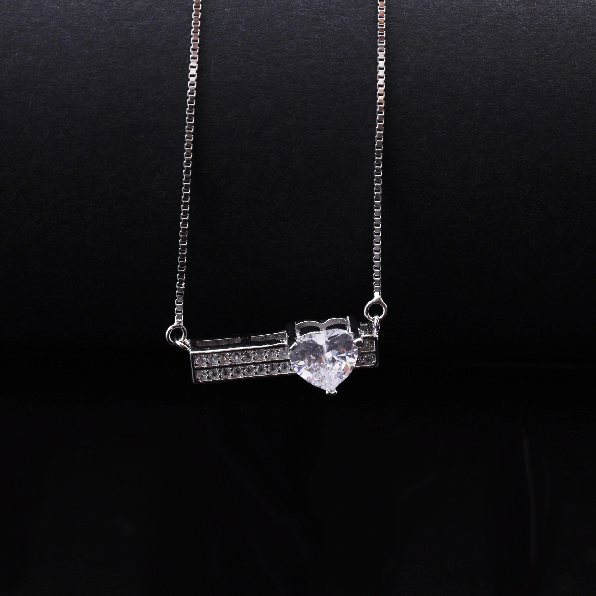Crystal Heart Bar Pendant Necklace Flaunt Glow